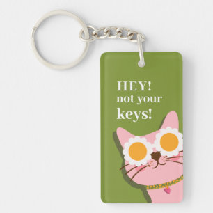 Llavero Hey, No Tus Claves Funny Cat Personalizado