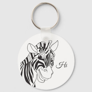 Llavero "Hi" Lettering Lovely Zebra Black & White trendy