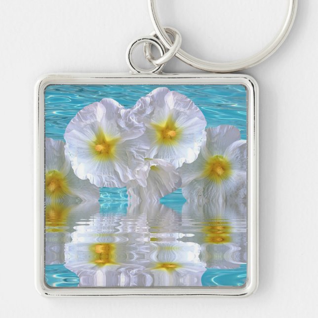 Llavero Hibiscus blanco (Frente)