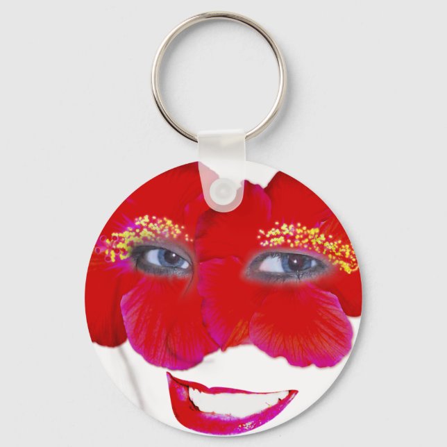 Llavero Hibiscus Face con sonrisa - Rojo (Anverso)