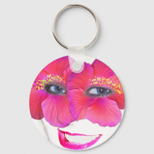Llavero Hibiscus Face con sonrisa - Rosa