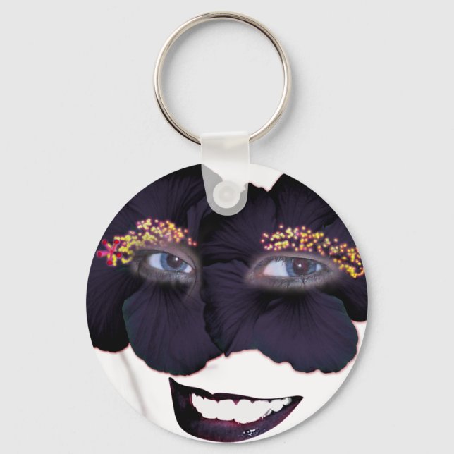 Llavero Hibiscus Face with Smile - Black/Purple (Anverso)