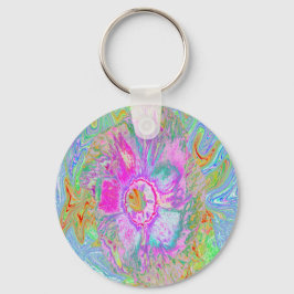 Llavero Hibiscus psicodélico de rosa caliente y ultraviole