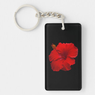 Llavero Hibiscus rojo en negro - Plantilla personalizada