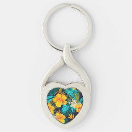 Llavero Hibiscus Sunshine-Bright, Tropical Keychain
