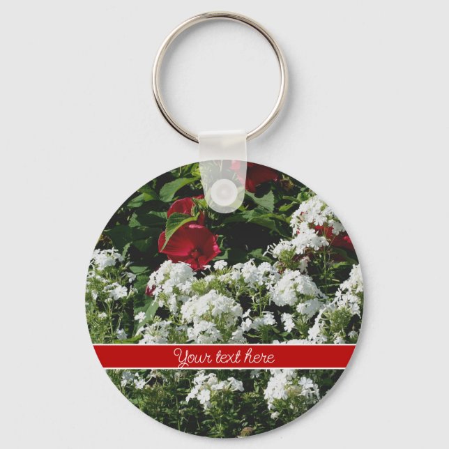 Llavero Hibiscus Y Flores Phlox Personalizadas (Anverso)