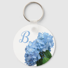 Llavero Hidrangea azul Monograma Keychain inicial