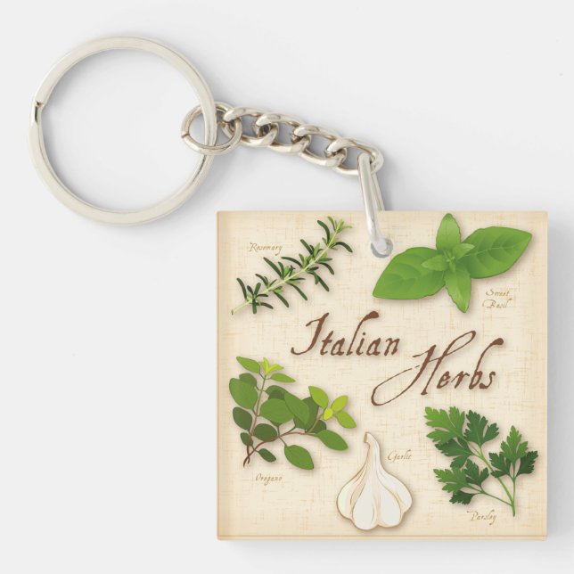 Llavero Hierbas italianas, Basil, Oregano, Parsley, Garlic (Frente)