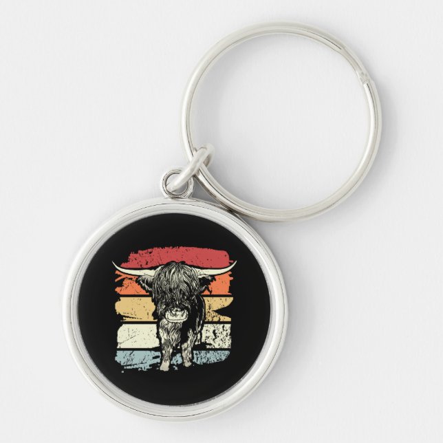 Llavero Highland Cow Highland Cows Retro (Frente)
