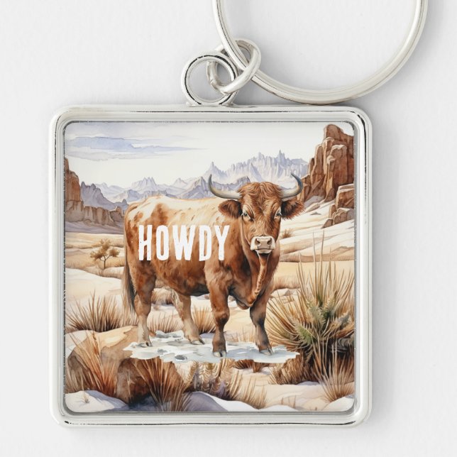Llavero Highland Cow Howdy (Frente)