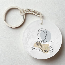 Llavero Hijab Line Art Marble Keychain | Acrylic Keychain