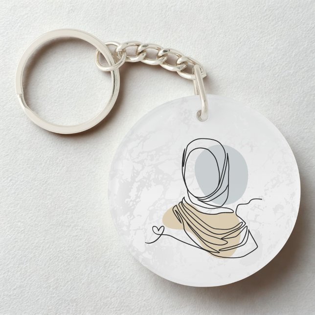 Llavero Hijab Line Art Marble Keychain | Acrylic Keychain (Subido por el creador)