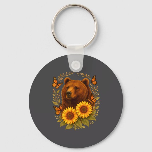 Llavero Hilarious Bear Butterfly Nature Rustic Sunflower M (Anverso)