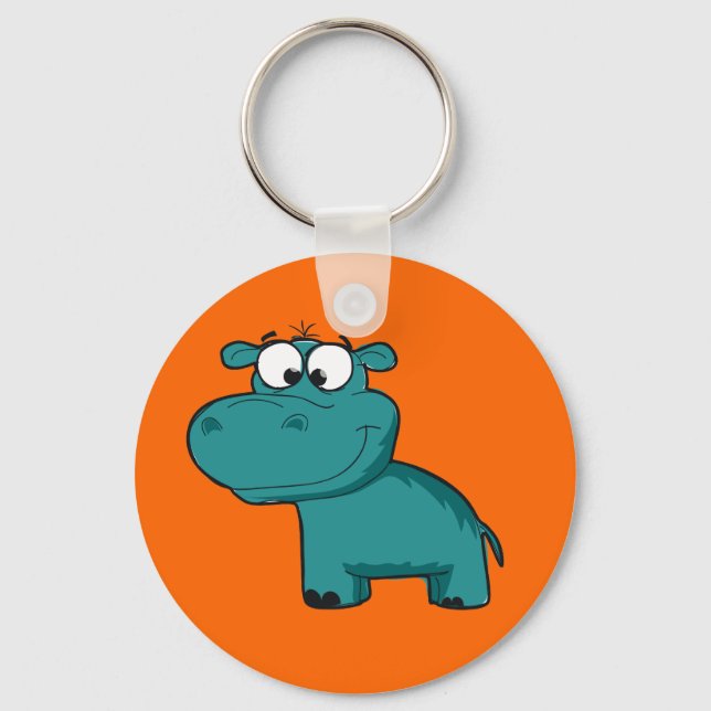 Llavero Hipopótamo feliz azul (Anverso)