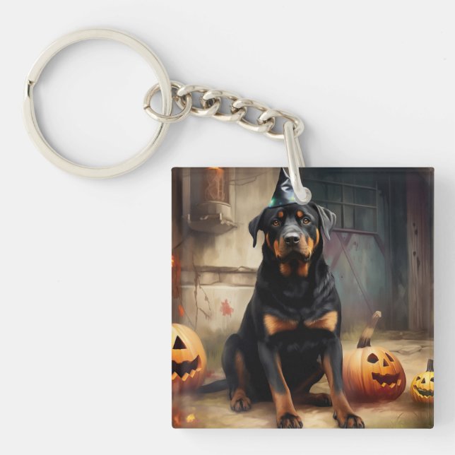 Llavero Hipótesis de halloween de Rottweiler (Frente)