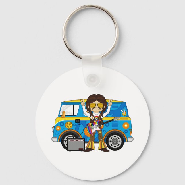 Llavero Hippie Boy con guitarra y camioneta (Anverso)