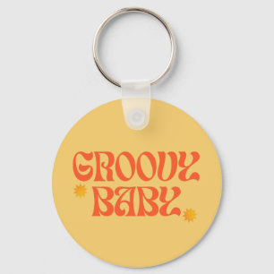Llavero Hippie Groovy bebé Naranja de mostaza de los años