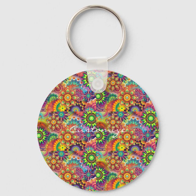 Llavero Hippie Groovy Techno Psychedelic Thunder_Cove (Anverso)