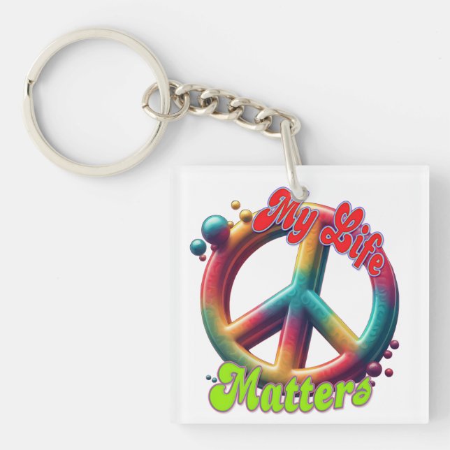 Llavero Hippie Love Peace Life Matters Custom  (Frente)