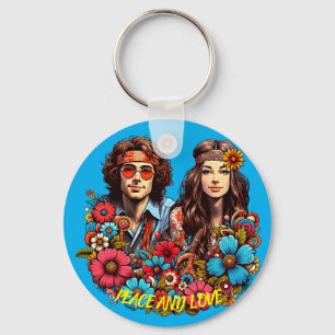 Llavero Hippie Pareja de Hippie de los años 1960