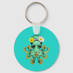 Llavero Hippie verde lindo del pulpo del bebé
