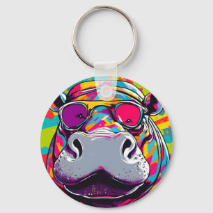 Llavero Hippo con gafas de sol arte pop
