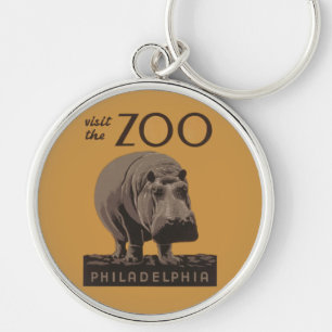 Llavero Hippopótamo vintage hippo zoo poster wpa