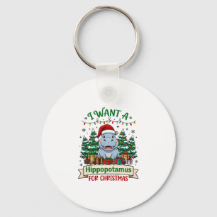 Llavero Hippopotamus Navidad Hippo Sombrero Santa Árboles