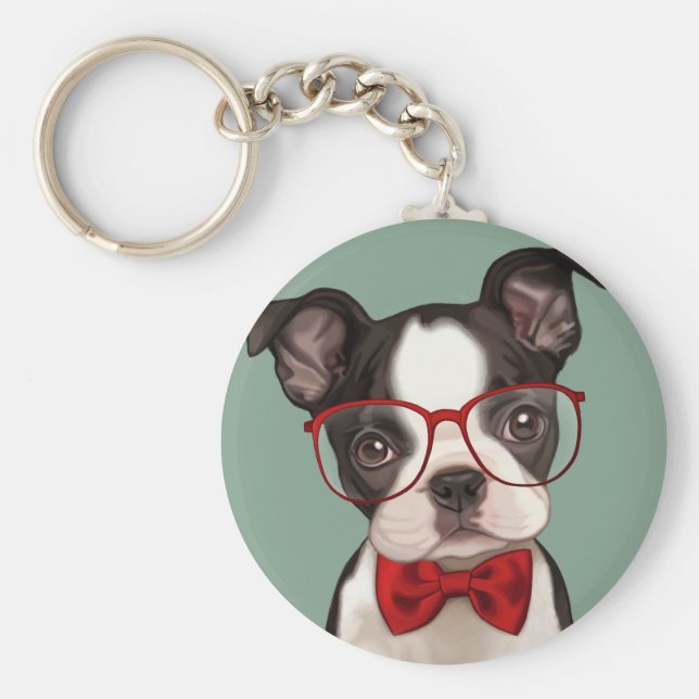 Llavero Hipster Boston Terrier (Frente)
