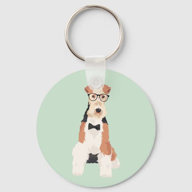 Llavero Hipster Guay Fox Terrier Wire Dog para los amantes (Anverso)