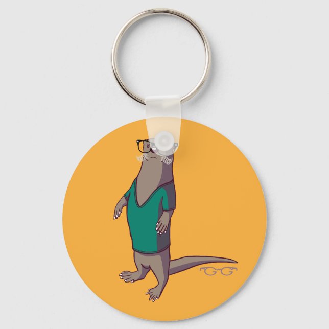 Llavero Hipster Otter Keychain (sin texto) (Anverso)
