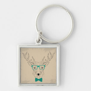 Llavero Hipster Reindeer Elk con lentes Navidades gruñidos
