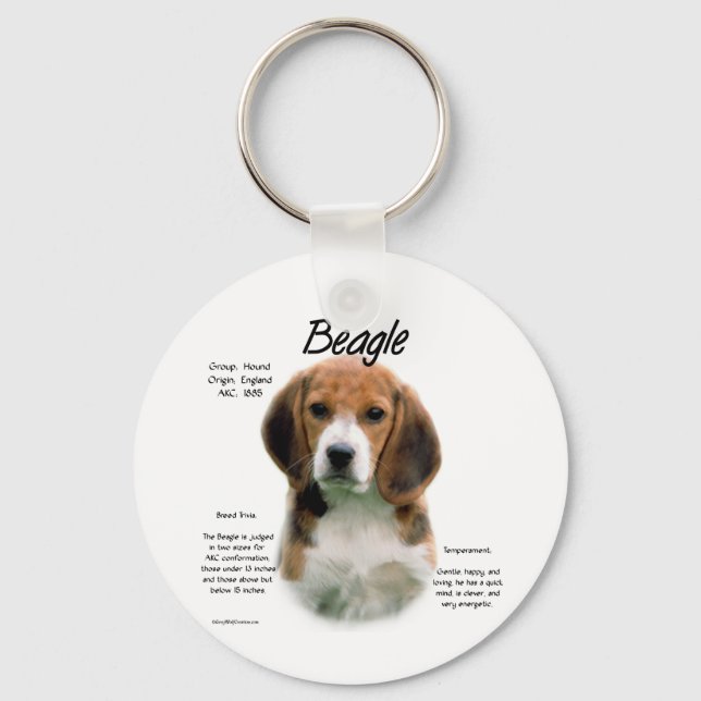 Llavero Historia Beagle; Todo Sobre Beagles (Anverso)
