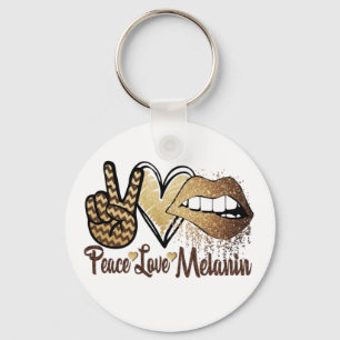 Llavero Historia negra Paz Amor Melanin Circle Keychain