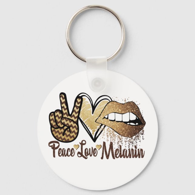 Llavero Historia negra Paz Amor Melanin Circle Keychain (Anverso)