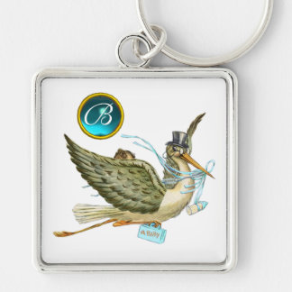 Llavero HISTORIAL CHICO BABY SHOWER BLUE GEM MONOGRAM Blan