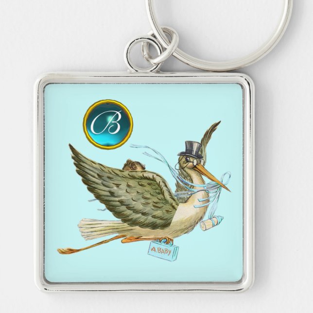 Llavero HISTORIAL CHICO BABY SHOWER BLUE GEM MONOGRAM Verd (Frente)