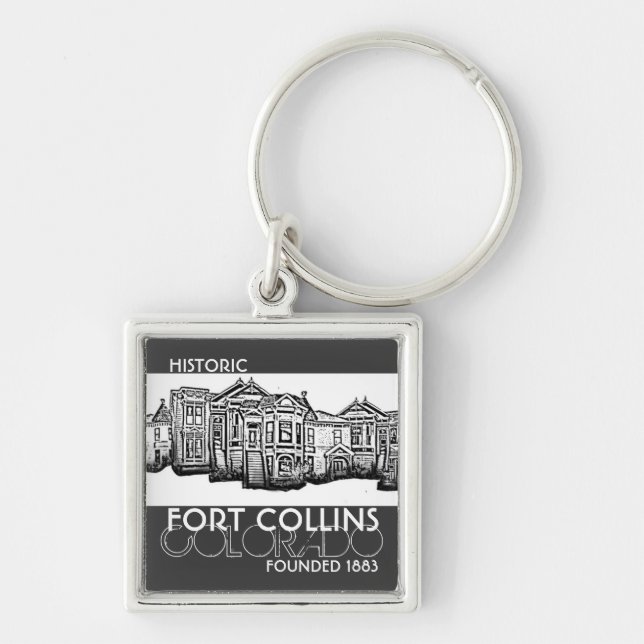 Llavero Histórico Fuerte Collins Colorado, cadena de clave (Frente)