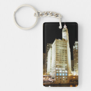 Llavero Histórico monumento de Chicago en la noche
