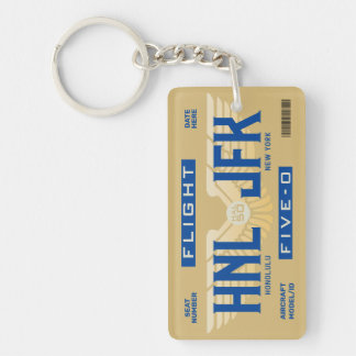 Llavero HNL to JFK Flight 5-0 Boarding Pass Keychain