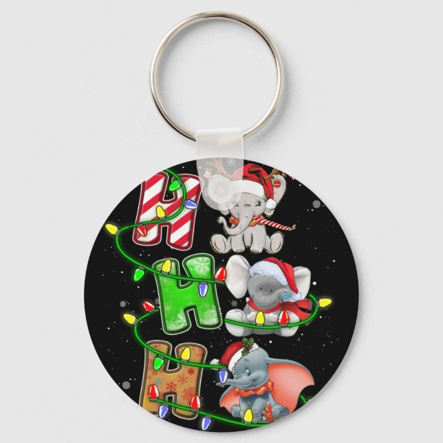 Llavero Ho Ho Ho Navidades Elephant Santa Hat (Anverso)