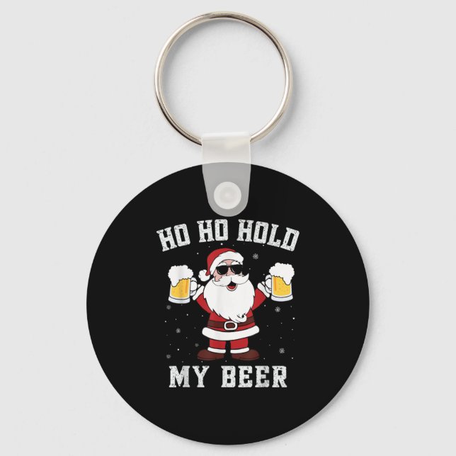 Llavero Ho Ho Hold My Beer Funny Santa Beer Xmas (Anverso)