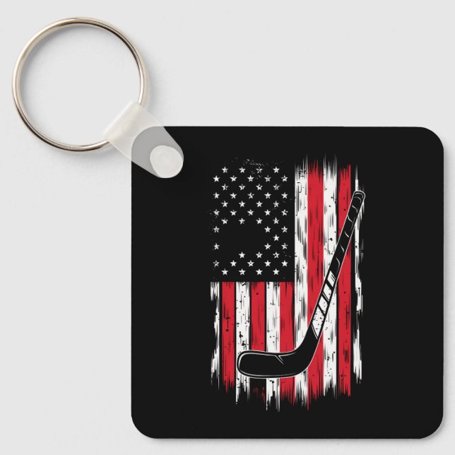 Llavero Hockey Bandera Americana Deportes Retro Vintage (Anverso)