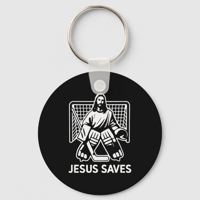 Llavero Hockey Goalie Goalkeeper Jesus Saves Christian Hoc (Anverso)