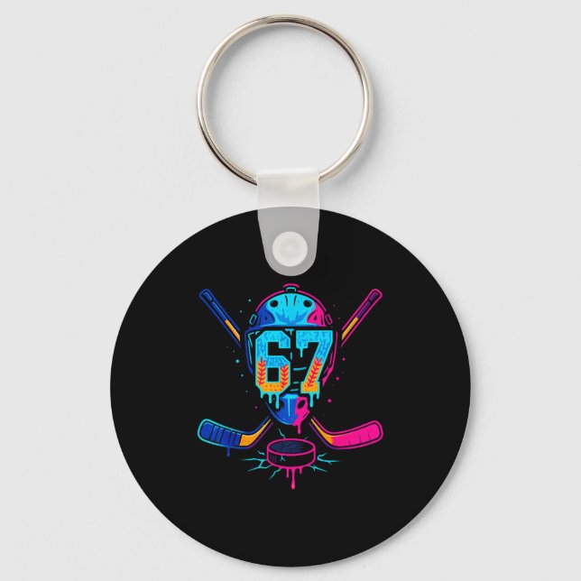 Llavero Hockey Ice Cream Drip Number 67 Player 67th Birthd (Anverso)
