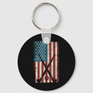 Llavero Hockey sobre césped bandera americana vintage _1 