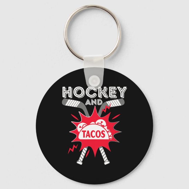 Llavero Hockey y tacos: Hockey sobre hielo divertido (Anverso)