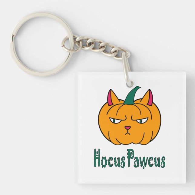 Llavero Hocucus pawcus Halloween calabaza ginger cat magia (Frente)