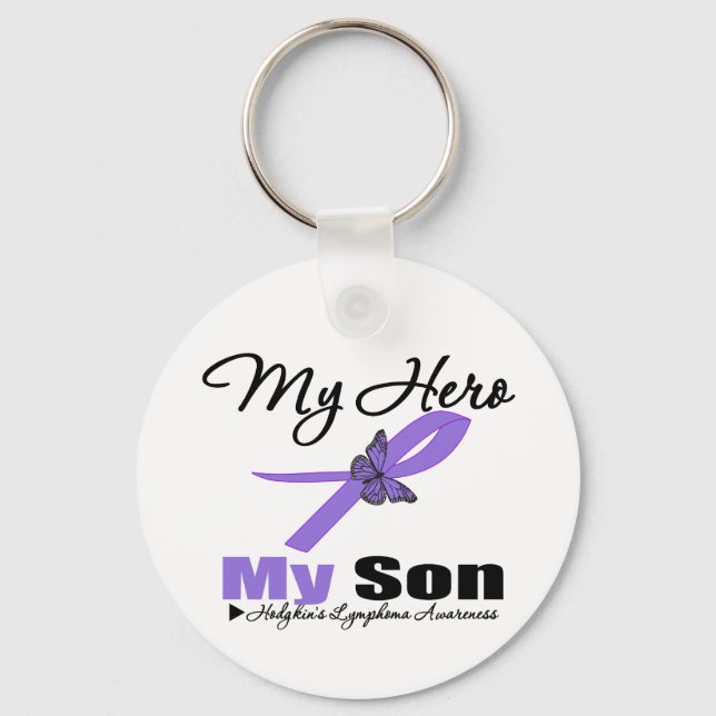 Llavero Hodgkins Lymphoma Ribbon Mi HERO Mi Hijo (Anverso)