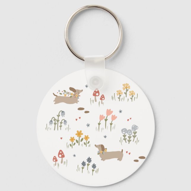 Llavero Hogar de flores silvestres para amantes de perros  (Anverso)